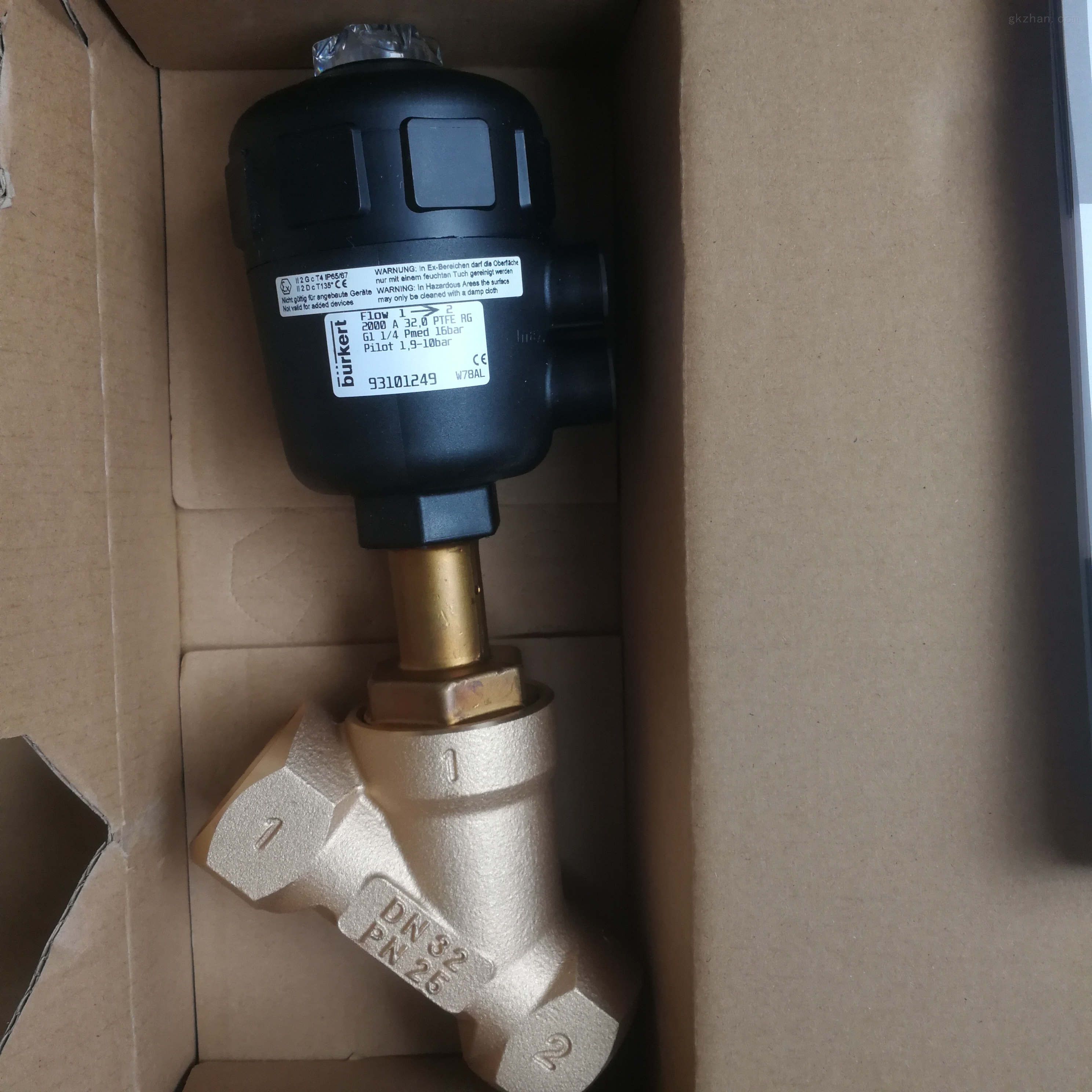 宝德burkert2000气动角座阀黄铜DN32 G1 1/4