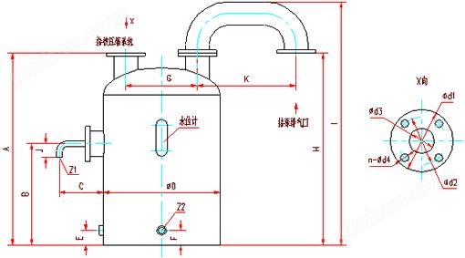 SK型水環(huán)式真空泵汽水分離器尺寸